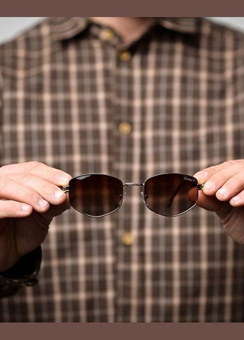 Стильные мужские солнцезащитные очки Catier золотистые Freedom (328925666)