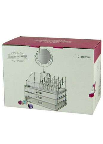 Настільний акриловий органайзер для косметики Cosmetic Storage Box на 3 дверей з дзеркалом (1756375357) No Brand (325402835)
