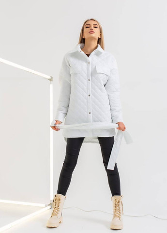 Белая демисезонная стильная стеганная куртка-рубашка No Brand