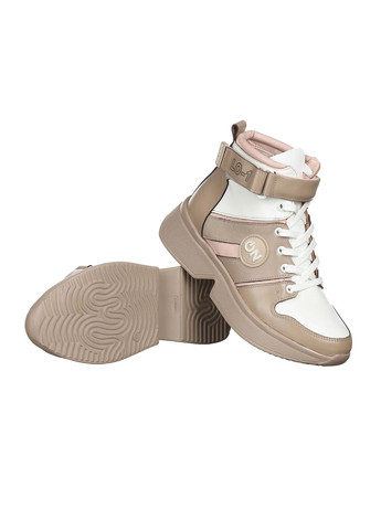 Женские кроссовки из кожи спортивные No Brand бежевые зима (308864254)