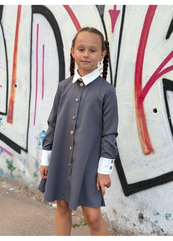 Графітова дівчача шкільна сукня FINO Mode (353501826)