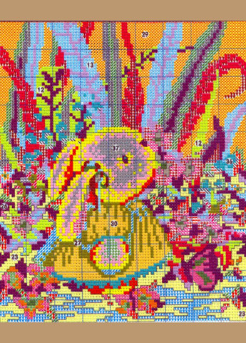 Набор для вышивания по нанесённой на канву схеме "Lovely rabbit 2 girl". AIDA 14CT printed 21*27 см Joy Sunday (313613088)