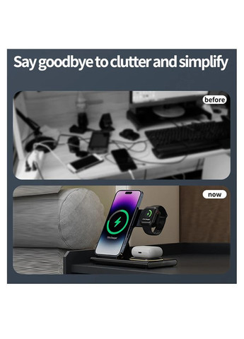 Док-станция беспроводная с часами 5в1 15 Вт, Белый No Brand RGB (321951985)