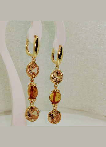 Сережки 3151 з натурального бурштину відтінок медовий MINOV (315780003)