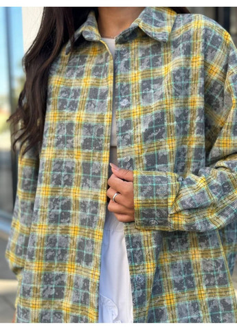 Желтая кэжуал рубашка в клетку MonCher с длинным рукавом