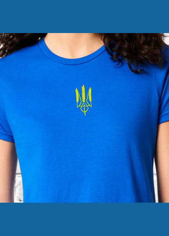 Футболка с вышивкой трезубца (колос) 02-2 женская (746572-15-2) No Brand - (330813150)