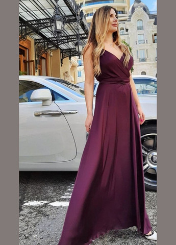 Бордова вечірня плаття а-силует FashionYouWant однотонна