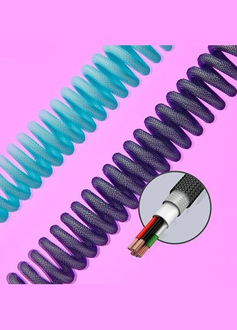 Кабель USB-A-USB-C спиральный, 1.37м Grey/Black HyperX (325219573)