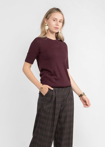 Бордовый зимний джемпер женский w09.02.18.533 цвета бордо связан из тонкого хлопка Arber Crew-neck SS WDanx 2 WTR-