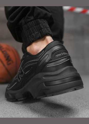 Черные демисезонные мужские кожанные кроссовки nb черные No Brand