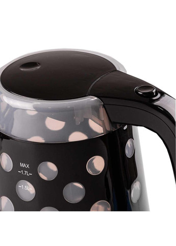 Электрочайник с вращением на 360° FK-1621 бесшумный дисковый чайник 1.7л 1850 Вт Черный в горошек Sokany (316173224)