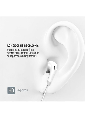 Навушники 3.5 mm Wired Earphone Sound Wave White (CW-WD04WT) Colorway (362671123)