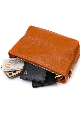 Сумка через плечо женская на плечо кожаная 22139 Рыжая Vintage (302007674)