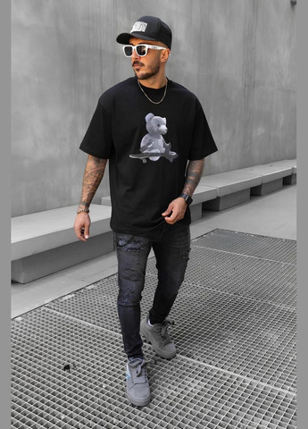 Комбинированная мужская футболка с дтф принтом (оверсайз) No Brand