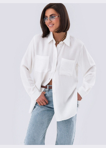 подовжена сорочка з кишенями біла Dressa (293820779)