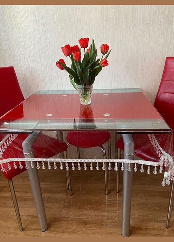 Силіконова скатертина СALIPSO з Білою Бахромою і Склярусом 110x110см Calipso (315145053)