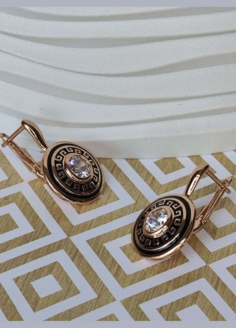 Вінтажні сережки ксюпінг xuping позолота медичне золото медична сталь чорна емаль Xuping Jewelry (336190289)