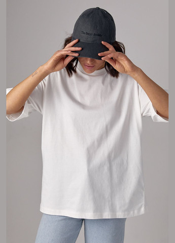 Молочная летняя базовая однотонная футболка oversize 82793 с коротким рукавом Lurex