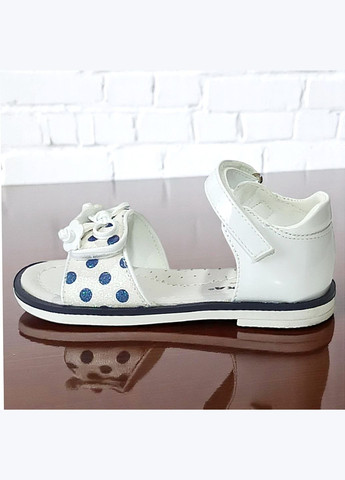 Белые повседневные, праздничные ортопедические босоножки открытые сандалии на липучках для девочки Сказка на липучке