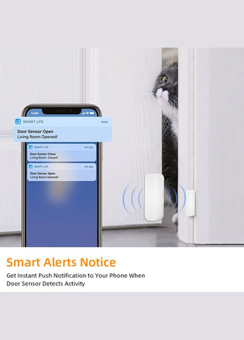 Датчик открытия дверей и окон, Zigbee. Дверная/оконная сигнализация, Tuya/Smart Life No Brand (302245157)