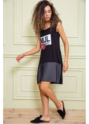 Чорна літня сукня без рукавів, синього кольору з принтом, 167r051 Ager