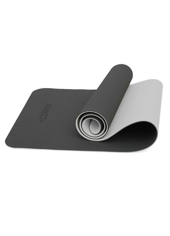 Коврик спортивный TPE 183 x 61 x 0.6 cм для йоги и фитнеса XR-0349 Black/Grey Cornix (318867516)