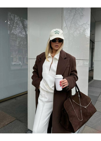 Коричневе демісезонне Пальто з кашеміру No Brand