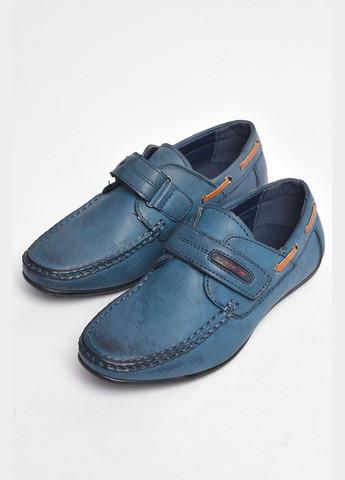 Синие туфли детские для мальчика синего цвета без шнурков Let's Shop
