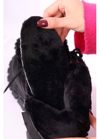 Зимние ботинки женские зимние черные No Brand без декора из искусственной кожи, плащевка