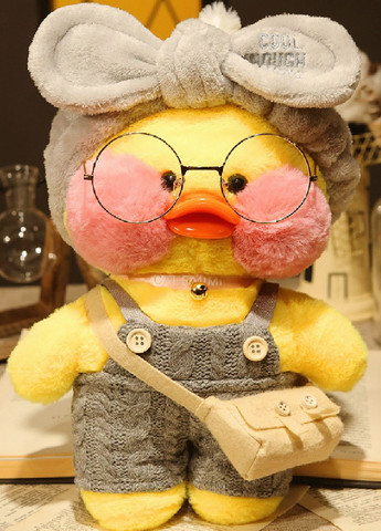 М'яка дитяча плюшева іграшка з аксесуарами жовта качка Лалафанфан у комбінезоні 30 см (477108-Prob) З бантиком Unbranded (294050690)