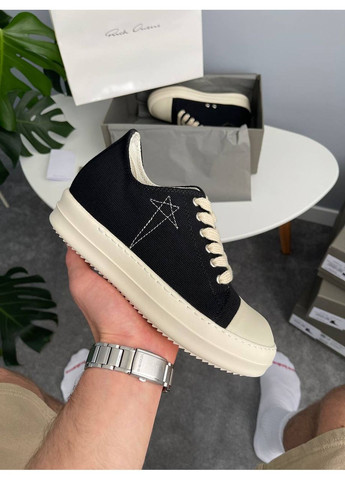 Кроссовки женские Rick Owens DRKSHDW Ramones Low Black Milk PREMIUM | Рик Оуэнс Рамоунс Премиум черно-белые No Brand чёрно-белые демисезоны (355888598)