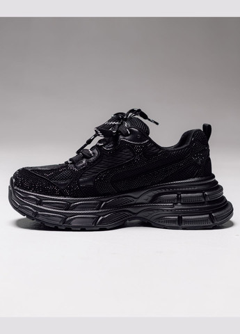 Кроссовки на платформе кожа текстиль ALLSY чёрные лето (316546985)