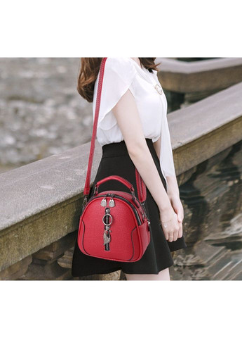 Жіноча міні сумочка на плече з брелоком Червона з екошкіри на блискавці ProDobro (363222028)