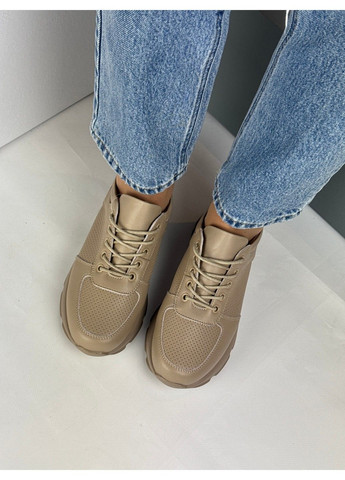 349 Кросівки Шкіряні Бежеві з перфорацією Hengji бежеві літо (335009324)