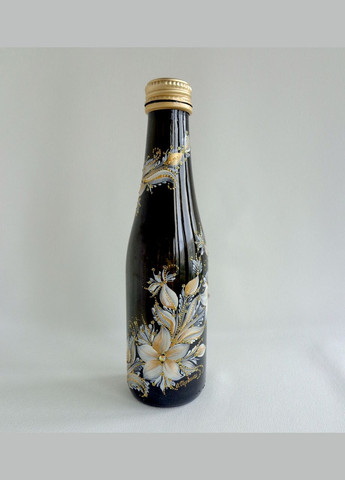 Декоративна коричнева інтер'єрна пляшка з авторським розписом "Вальс квітів" No Brand (349843130)