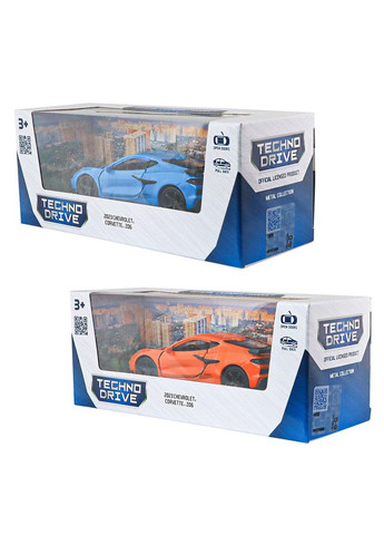 Автомодель - Chevrolet Corvette Z06 2023 (оранжевый, светло-голубой) TechnoDrive (342752915)