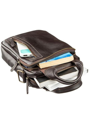 Сумка планшет через плече чоловіча з натуральної шкіри маленька Коричневий 36697 Shvigel (354229870)