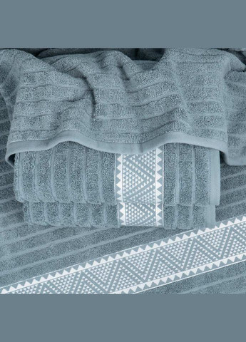 Махровий рушник для обличчя та рук Зіпп 50х90см 500г/м2 (Світлосірий) GM Textile сіро-синій