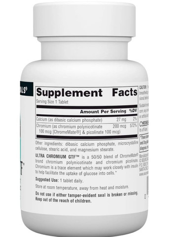 Хром ультра Ultra Chromium GTF 120 таб Source Naturals (361081116)