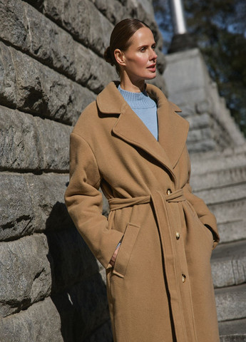 Бежевое Кашемировое пальто на утелителе Kohai