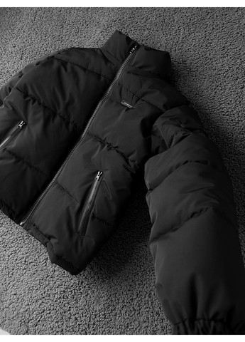 Чорна зимня куртка зимова зʼємний капюшон наповнювач пух No Brand