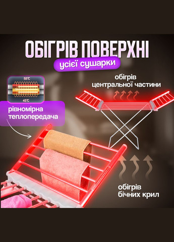 Електрична сушарка для білизни (одягу) підлогова, з обігрівом бічних крил SBTR No Brand (347590379)