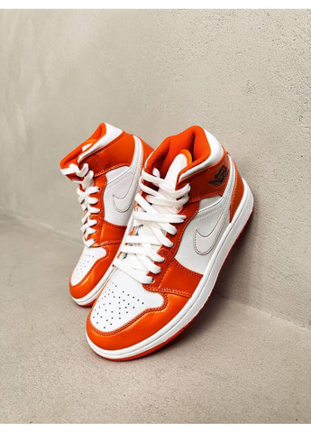 Білі Осінні кросівки чоловічі nike air jordan 1 retro electro orange найк аір джордан No Brand