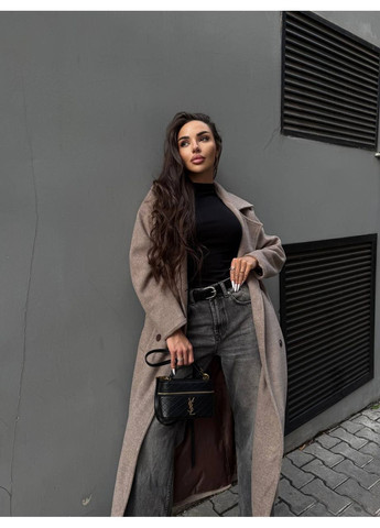 Коричневое демисезонное Пальто женское кашемировое Style Point