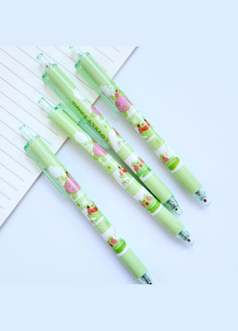 Гелевая ручка в корейском стиле, зеленая с лягушкой и цветами, черная гелевая паста, сменный стержень No Brand (320916946)