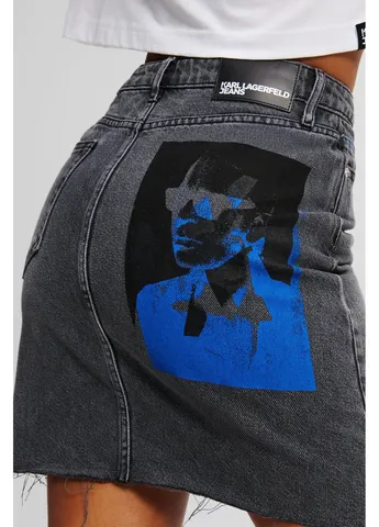 Темно-серая джинсовая с рисунком юбка Karl Lagerfeld Jeans
