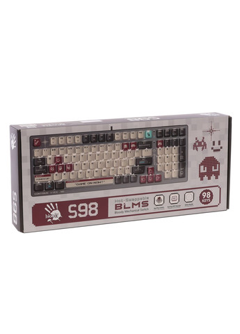 Механічна ігрова клавіатура Bloody S98 (Pixels Red), USB, підсвічування, BLMS Red Plus Switch, сіро-біла A4Tech (335257164)