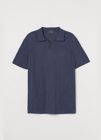 Темно-синяя футболка-поло лето,темно-синий, для мужчин H&M