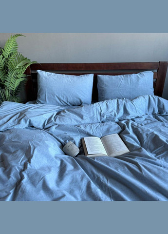 Набор постельного белья Евро 200х215 наволочка 50х70 2шт Синий (П4post-var-bavovna-003-03) No Brand (316230878)