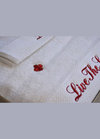 Подарунковий набір рушників, 3 шт. з вишивкою Van Cleef Kirmizi Moss білий